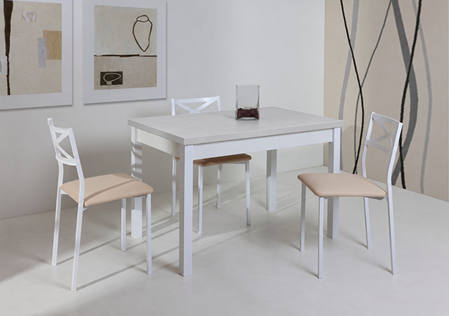 Mesa Linear laminado: mesa de cocina fija o extensible
