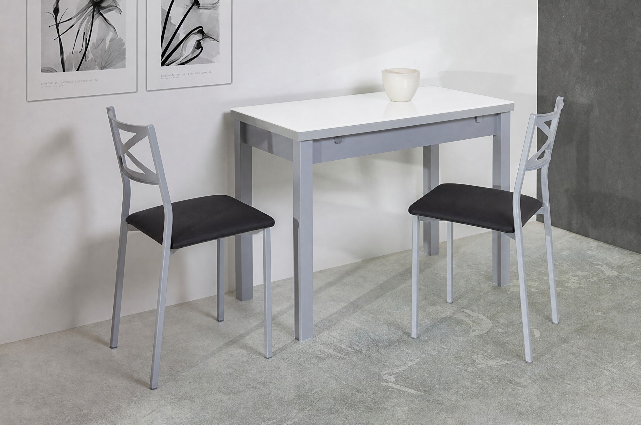 Mesa Reflex cristal: mesa de cocina estrecha fija o extensible