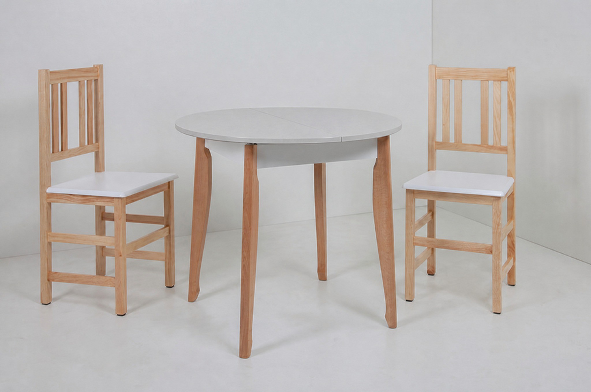 Mesa Gandía: mesa redonda de cocina fija o extensible